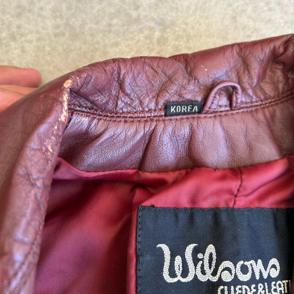 Wilson’s Burgundy Women Leather Jacket Size 6 Made in Korea - Picture 7 of 12